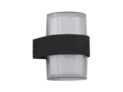 LED Außenwandleuchten 2er SET rund UP and DOWN Anthrazit 13x9cm