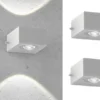 LED Außenwandleuchten 2er SET Silber mit Up and Down Licht - 8cm breit