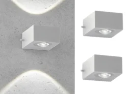 LED Außenwandleuchten 2er SET Silber mit Up and Down Licht - 8cm breit