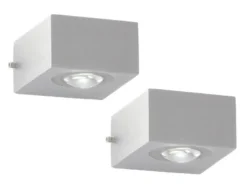 LED Außenwandleuchten 2er SET Silber mit Up and Down Licht - 8cm breit