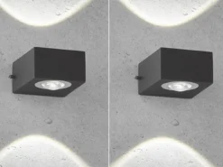 LED Außenwandleuchten 2er SET Schwarz mit Up and Down Licht - 8cm breit
