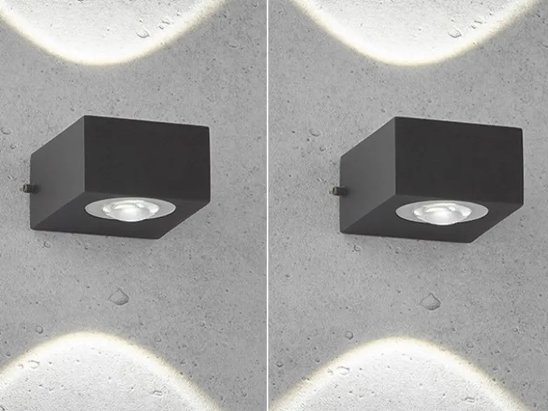 LED Außenwandleuchten 2er SET Schwarz mit Up and Down Licht - 8cm breit
