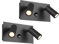 LED Außenwandleuchten 2er Set Strahler 2-flammig mit Bewegungsmelder Anthrazit