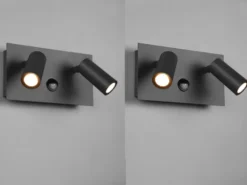 LED Außenwandleuchten 2er Set Strahler 2-flammig mit Bewegungsmelder Anthrazit