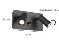 LED Außenwandleuchten 2er Set Strahler 2-flammig mit Bewegungsmelder Anthrazit