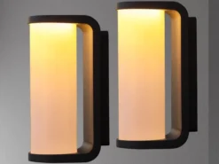 LED Außenwandleuchten 2er SET Schwarz, Glas-Zylinder 7x20cm