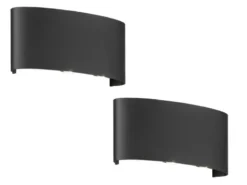 LED Außenwandleuchten 2er SET Schwarz mit Up and Down Licht - 18,5cm breit