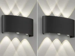 LED Außenwandleuchten 2er SET Schwarz mit Up and Down Licht - 18,5cm breit