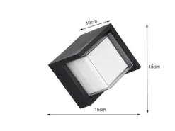 LED Außenwandleuchten 2er SET Schwarz Fassadenbeleuchtung Würfel eckig 15x15cm