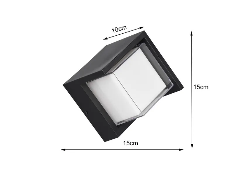 LED Außenwandleuchten 2er SET Schwarz Fassadenbeleuchtung Würfel eckig 15x15cm