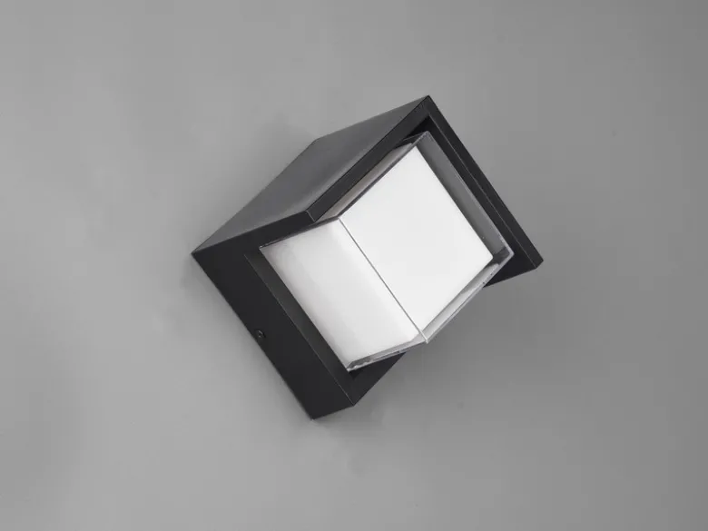 LED Außenwandleuchten 2er SET Schwarz Fassadenbeleuchtung Würfel eckig 15x15cm