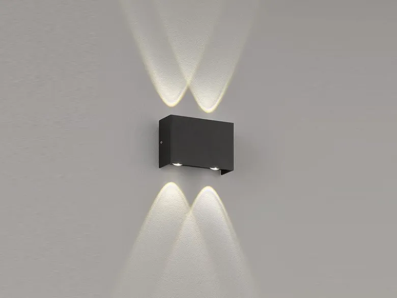 LED Außenwandleuchten 2er SET Schwarz mit Up Down Licht - 12cm breit