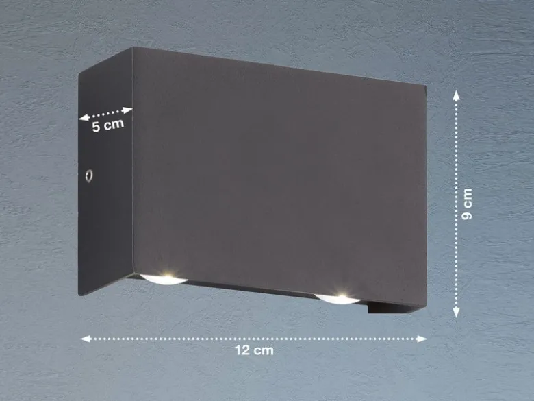 LED Außenwandleuchten 2er SET Schwarz mit Up Down Licht - 12cm breit