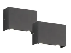 LED Außenwandleuchten 2er SET Schwarz mit Up Down Licht - 12cm breit