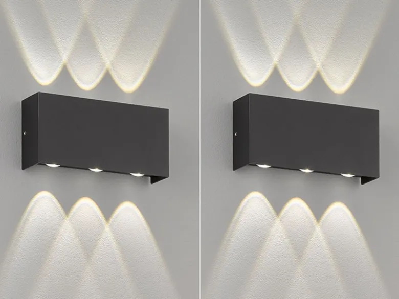 LED Außenwandleuchten 2er SET Schwarz mit Up Down Licht - 17cm breit