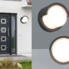 LED Außenwandleuchten 2er SET Schwarz Fassadenbeleuchtung IP54 rund Ø 15cm