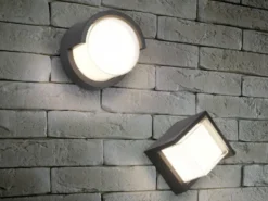 LED Außenwandleuchten 2er SET Schwarz Fassadenbeleuchtung IP54 rund Ø 15cm