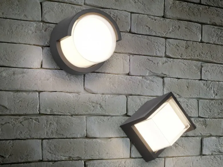 LED Außenwandleuchten 2er SET Schwarz Fassadenbeleuchtung IP54 rund Ø 15cm