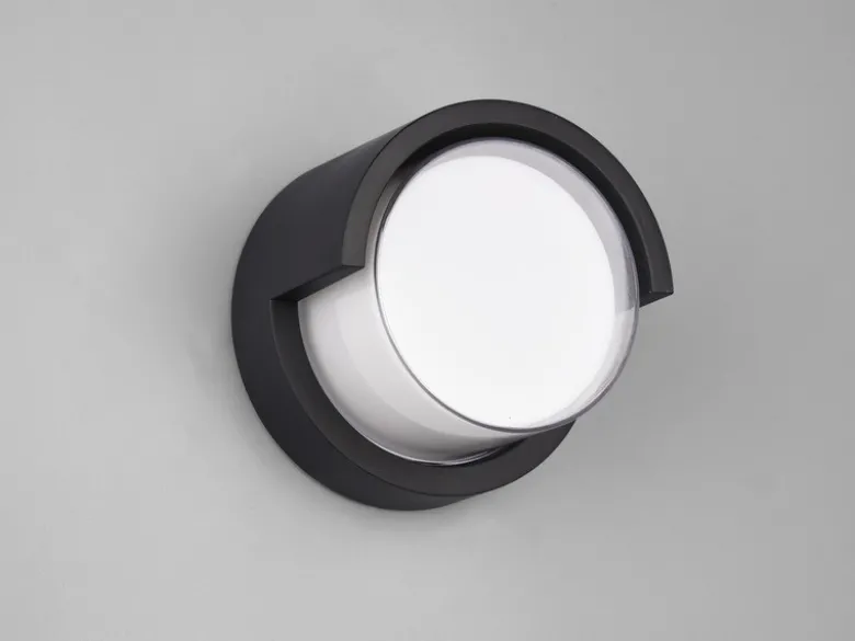 LED Außenwandleuchten 2er SET Schwarz Fassadenbeleuchtung IP54 rund Ø 15cm