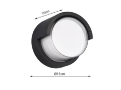 LED Außenwandleuchten 2er SET Schwarz Fassadenbeleuchtung IP54 rund Ø 15cm