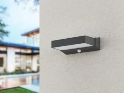LED Außenwandleuchten mit Bewegungsmelder, Anthrazit, IP65 - 2er Set