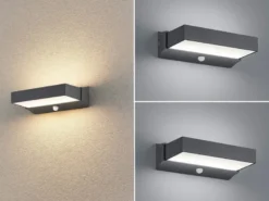 LED Außenwandleuchten mit Bewegungsmelder, Anthrazit, IP65 - 2er Set
