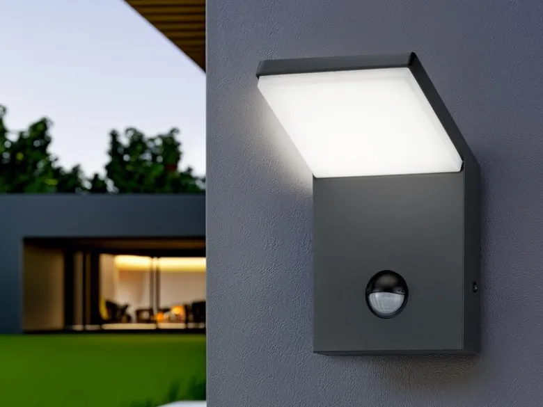 LED Außenwandleuchte PEARL mit Bewegungsmelder, Anthrazit Höhe 16cm