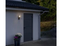 LED Außenwandleuchte PRATO mit Bewegungsmelder & Batterie, Schwarz, H: 26cm