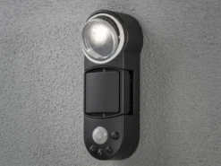 LED Außenwandleuchte PRATO mit Bewegungsmelder & Batterie, Schwarz, H: 26cm
