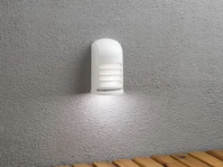 LED Außenwandleuchte PRATO mit Bewegungsmelder & Batterie, Weiß H: 13cm