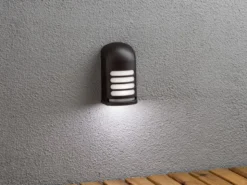 LED Außenwandleuchte PRATO mit Bewegungsmelder & Batterie, Schwarz H: 13cm