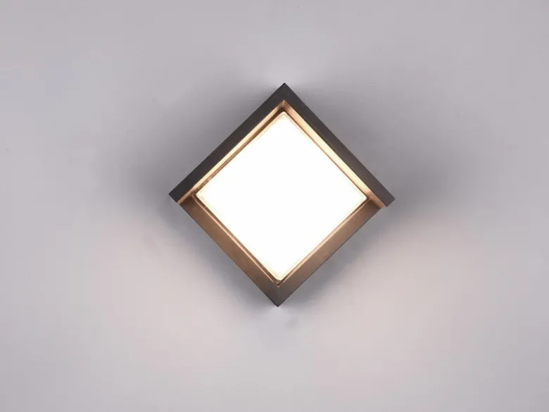 LED Außenwandleuchte PUNO Schwarz Fassadenbeleuchtung Würfel eckig 15x15cm