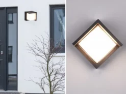 LED Außenwandleuchte PUNO Schwarz Fassadenbeleuchtung Würfel eckig 15x15cm