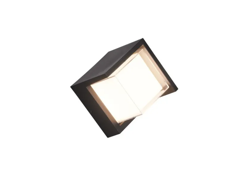 LED Außenwandleuchte PUNO Schwarz Fassadenbeleuchtung Würfel eckig 15x15cm