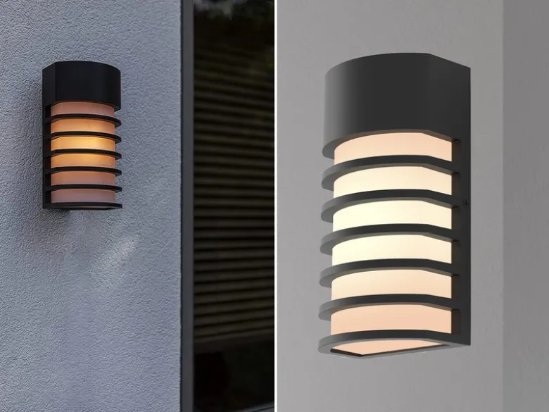 LED Außenwandleuchte Retro Design ALU Schwarz, IP54, 24x13cm