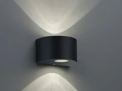 LED Außenwandleuchte ROSARIO Up and Down Light rund in Schwarz
