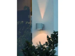 LED Außenwandleuchte runder Wandspot Up-Down, Höhe 9cm, Grau
