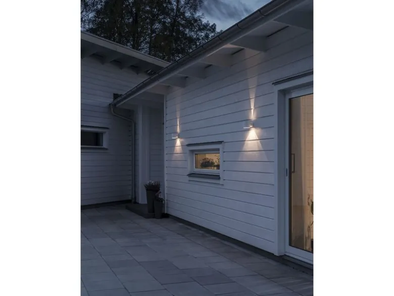 LED Außenwandleuchte runder Wandspot Up-Down, Höhe 9cm, Weiß