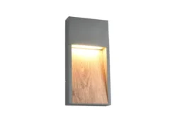 LED Außenwandleuchte SALMON in Anthrazit & Holzoptik, Höhe 33cm