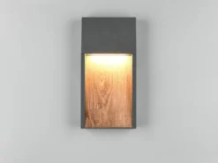 LED Außenwandleuchte SALMON in Anthrazit & Holzoptik, Höhe 33cm