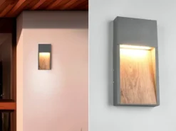 LED Außenwandleuchte SALMON in Anthrazit & Holzoptik, Höhe 33cm