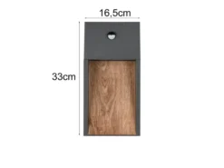 LED Außenwandleuchte SALMON mit Bewegungsmelder Anthrazit & Holzoptik, H 33cm