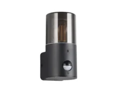 LED Außenwandleuchte Schwarz & Rauchfarbig mit Bewegungsmelder, Höhe 17,5cm