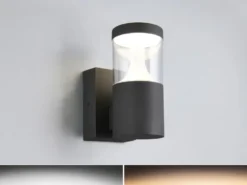 LED Außenwandleuchte TAGUS Anthrazit zur Reihenschaltung geeignet, Höhe 24cm