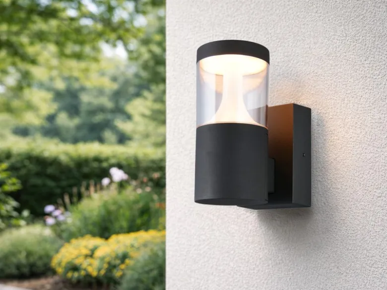 LED Außenwandleuchte TAGUS Anthrazit zur Reihenschaltung geeignet, Höhe 24cm