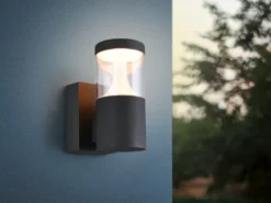 LED Außenwandleuchte TAGUS Anthrazit zur Reihenschaltung geeignet, Höhe 24cm