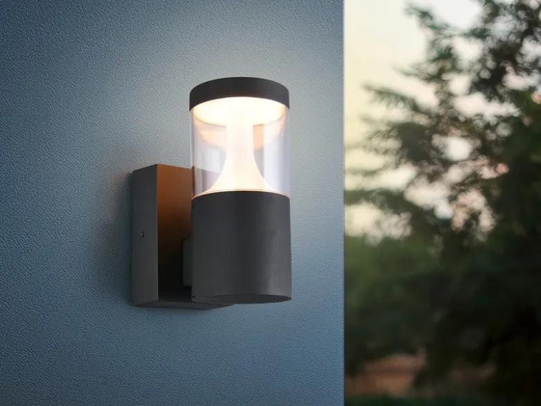 LED Außenwandleuchte TAGUS Anthrazit zur Reihenschaltung geeignet, Höhe 24cm
