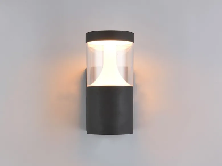 LED Außenwandleuchte TAGUS Anthrazit zur Reihenschaltung geeignet, Höhe 24cm