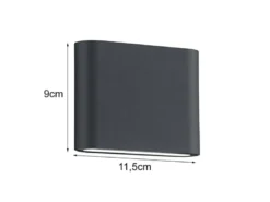 LED Außenwandleuchte THAMES Up and Down Light in Anthrazit, Breite 11,5cm