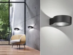 LED Außenwandleuchte TORRES Schwarz mit Up and Down Licht - 15cm breit